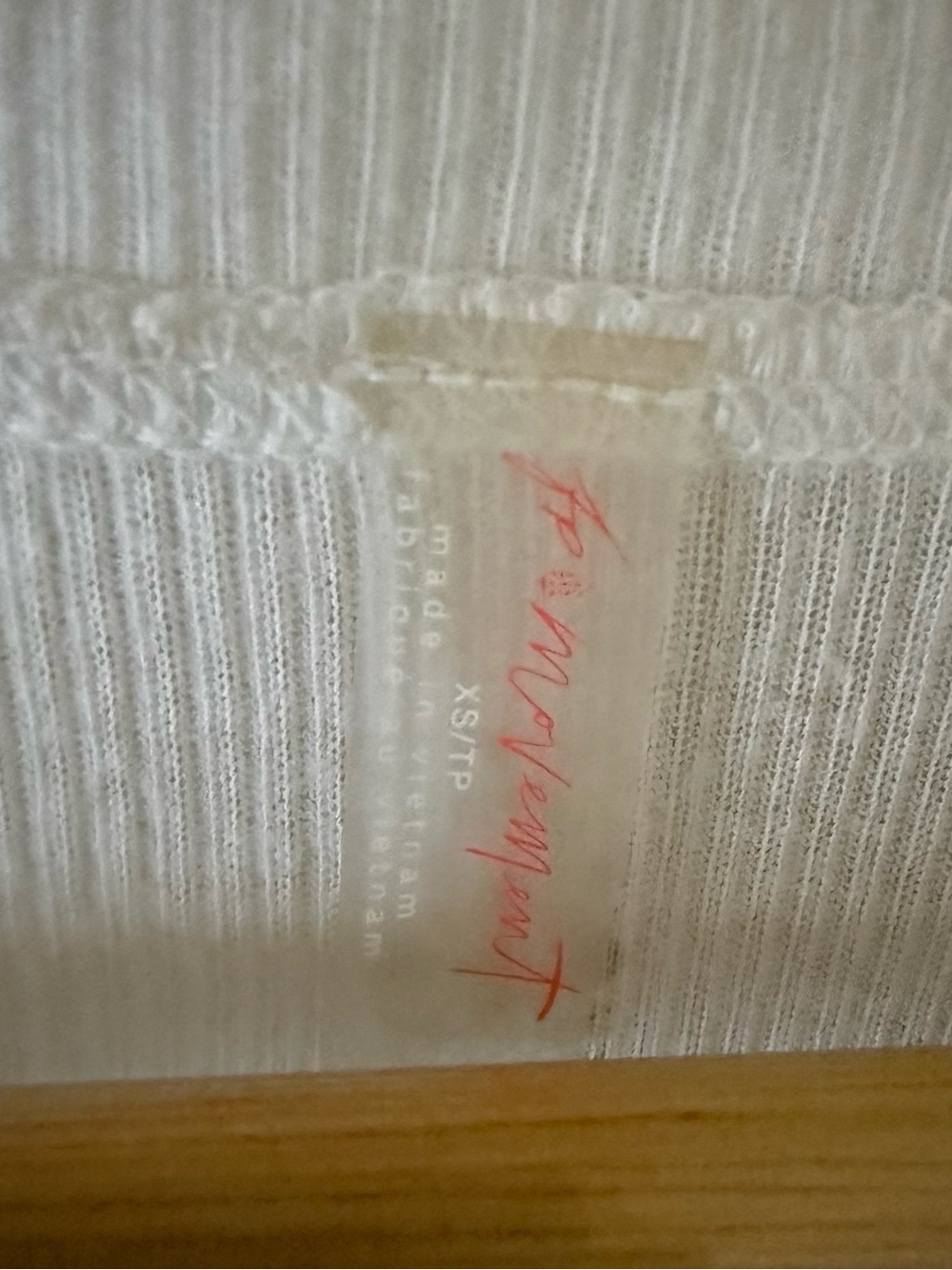 Free People White Ribbed Tank Top with Pink Logo Tag - Picture 4 of 4